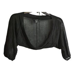 WHBM Black Shrug Size XS Short Sweater 3/4 Sleeve Wear with Strapless Dress